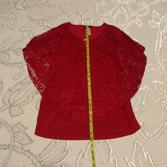 Onix apparel womens blouse size XL sleeveless with lace cape red - Picture 13 of 13